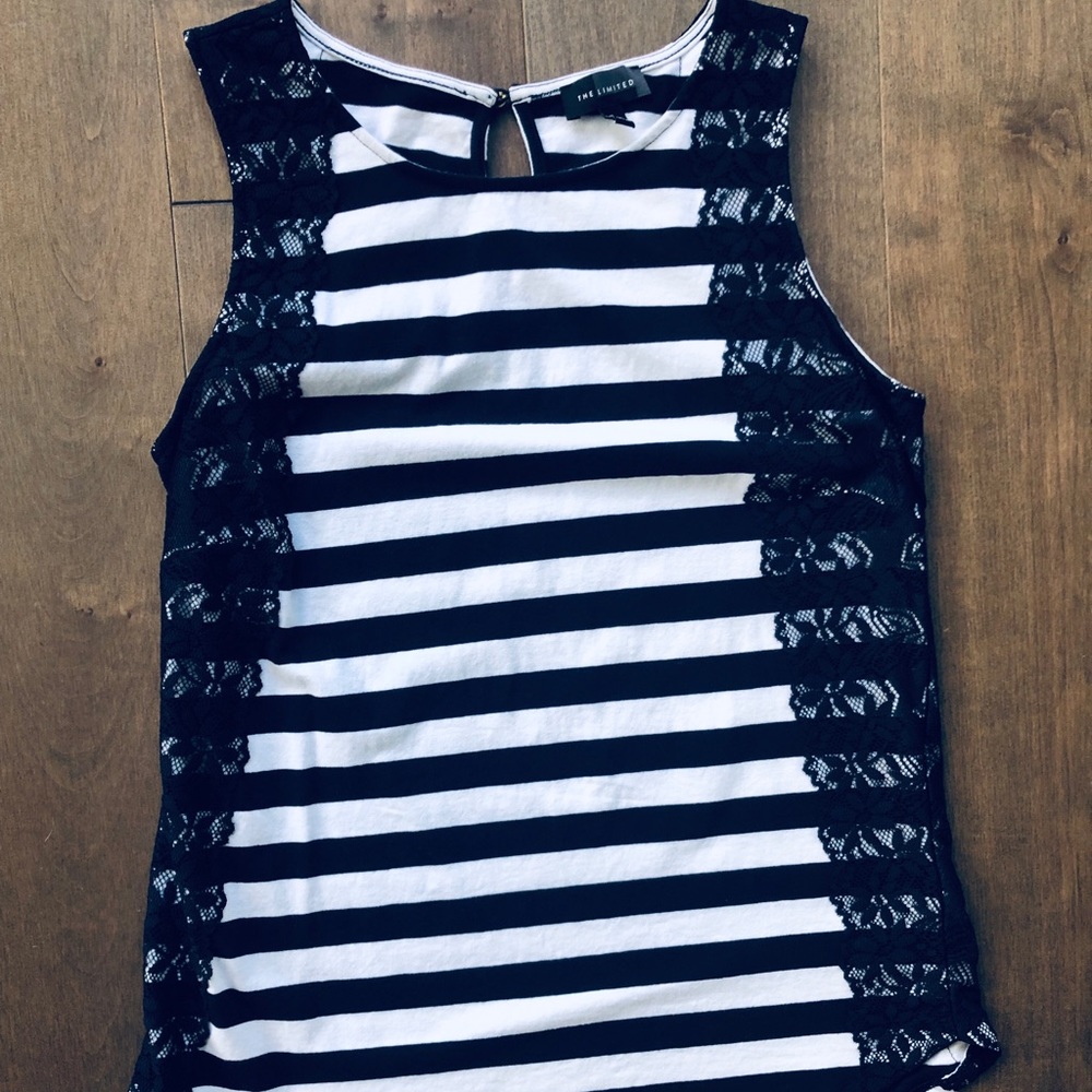 Navy/white tank top with lace